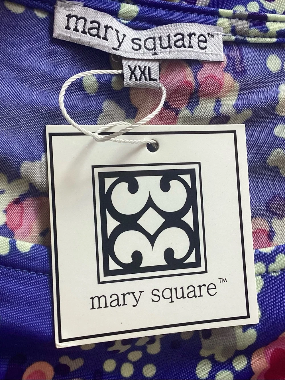 Mary Square NEW Blue Floral Shift Dress 3/4 Sleeves NWT XXL - Picture 6 of 8